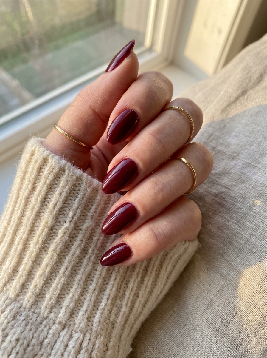 Wine Red Almond Nails als Dark Fall Nails Inspiration 2026